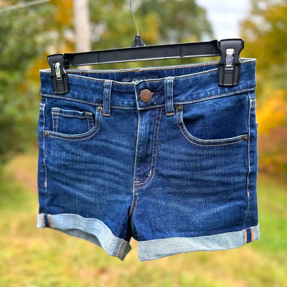 Aero Flex Effects High-Rise Cuffed Denim Midi Shorts